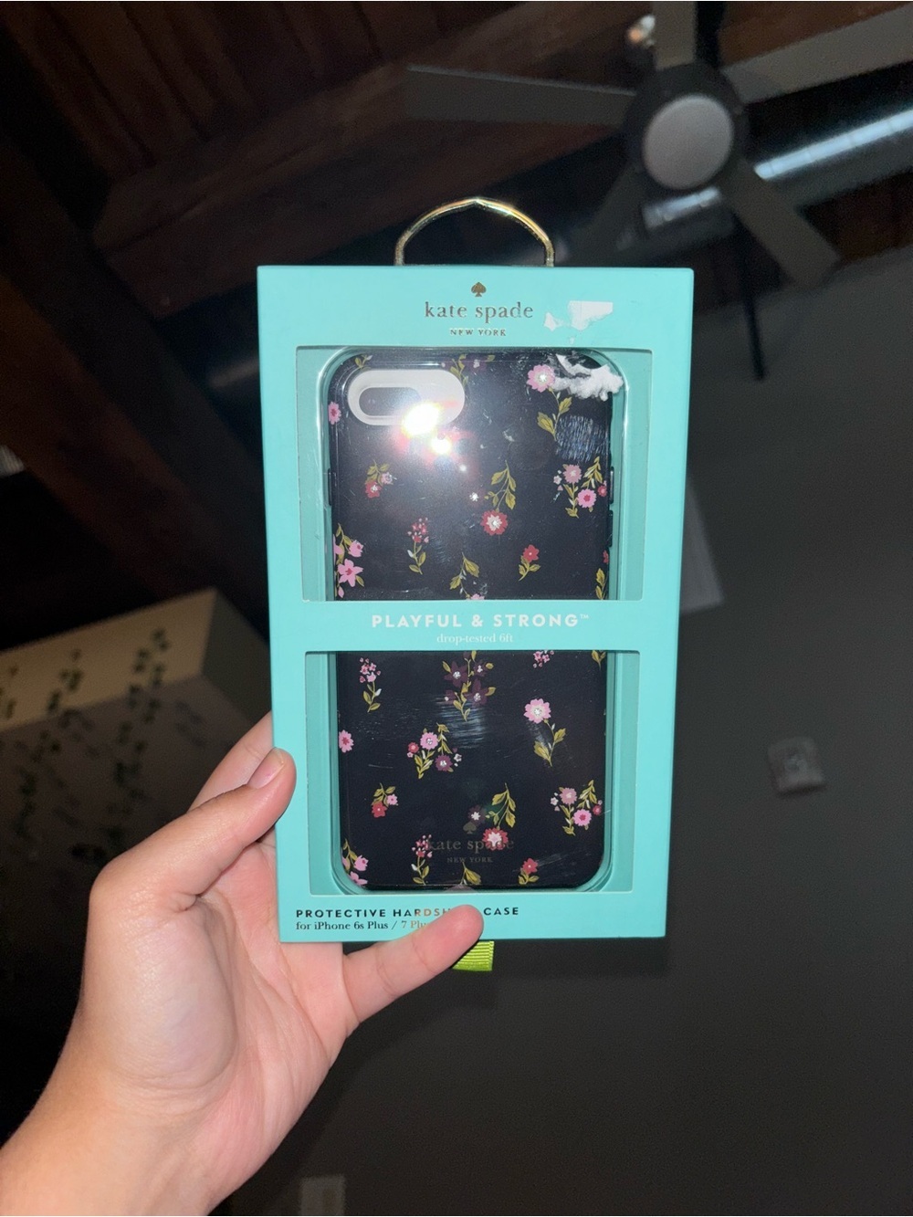kate spade Black Floral Hard Shell Phone Case with Pink Flowers